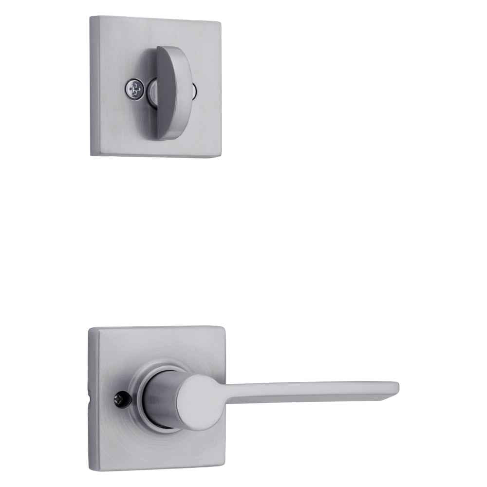 Kwikset Ladera Handleset Trim with Square Rose in Satin Chrome