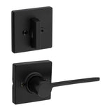 Kwikset Ladera Handleset Trim with Square Rose in Matte Black