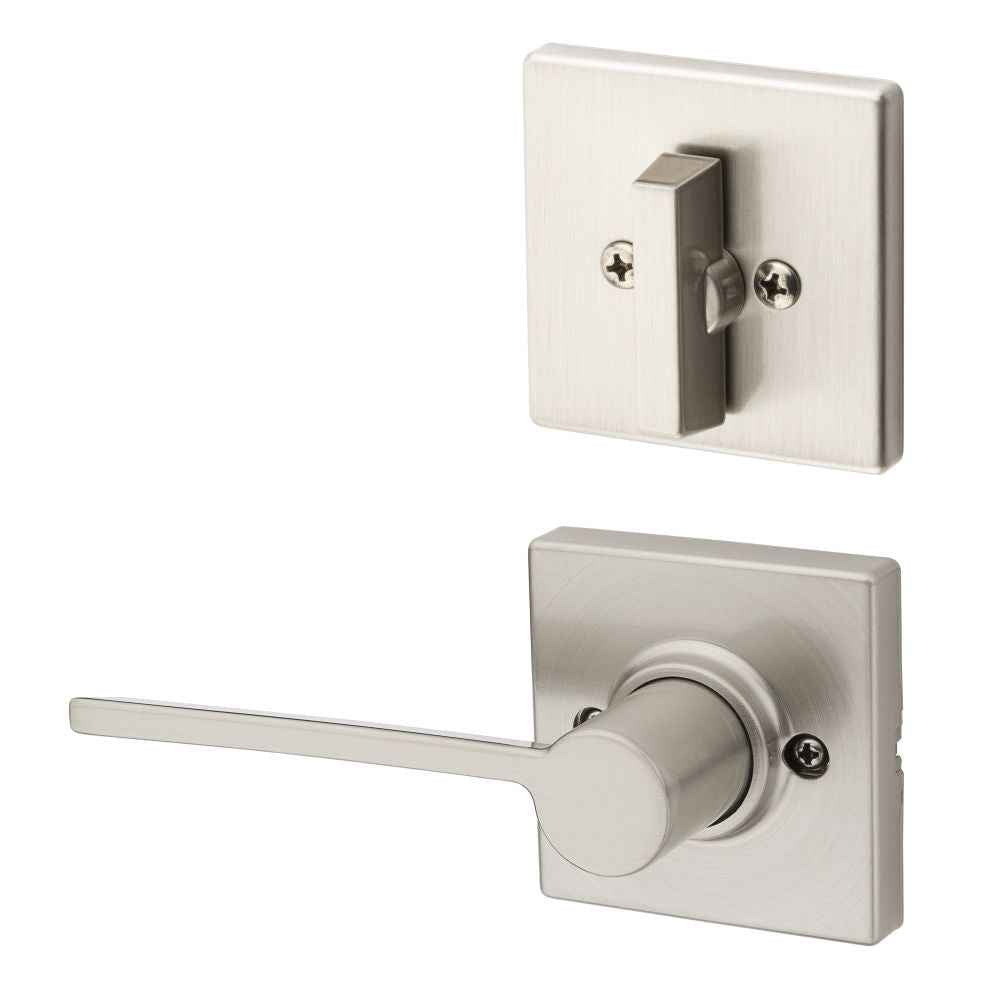 Kwikset Ladera Handleset Trim with Square Rose in Satin Nickel