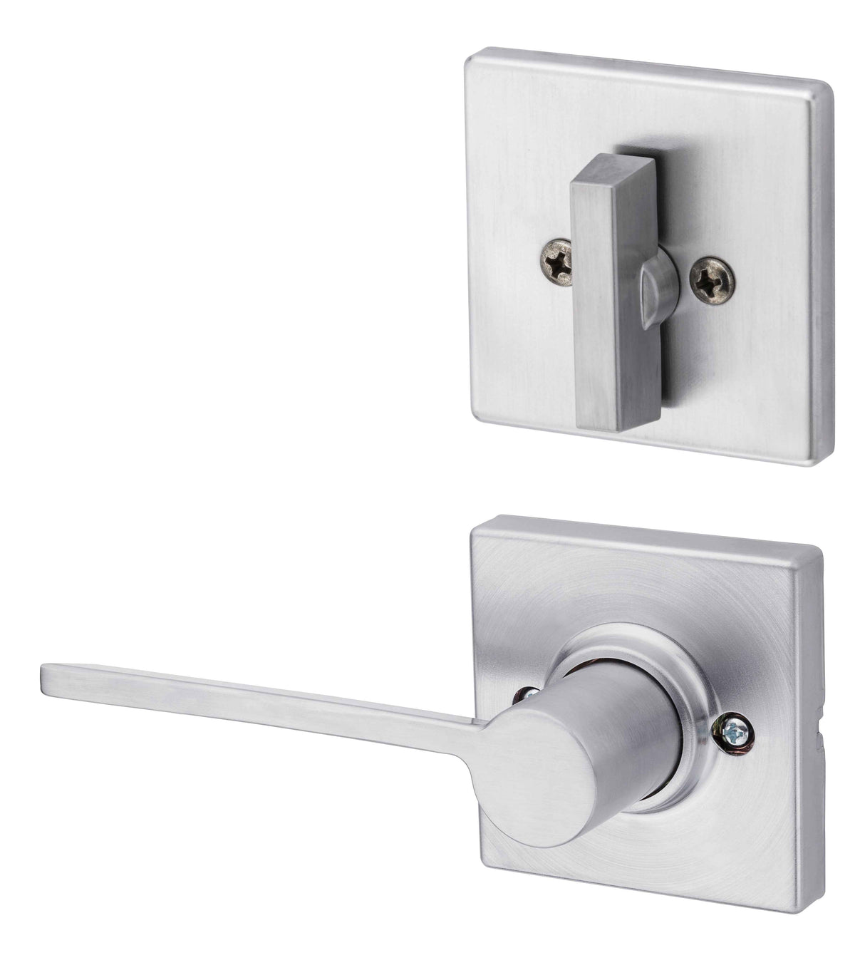 Kwikset Ladera Handleset Trim with Square Rose in Satin Chrome