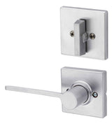 Kwikset Ladera Handleset Trim with Square Rose in Satin Chrome