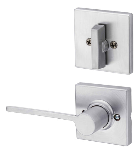 Kwikset Ladera Handleset Trim with Square Rose in Satin Chrome