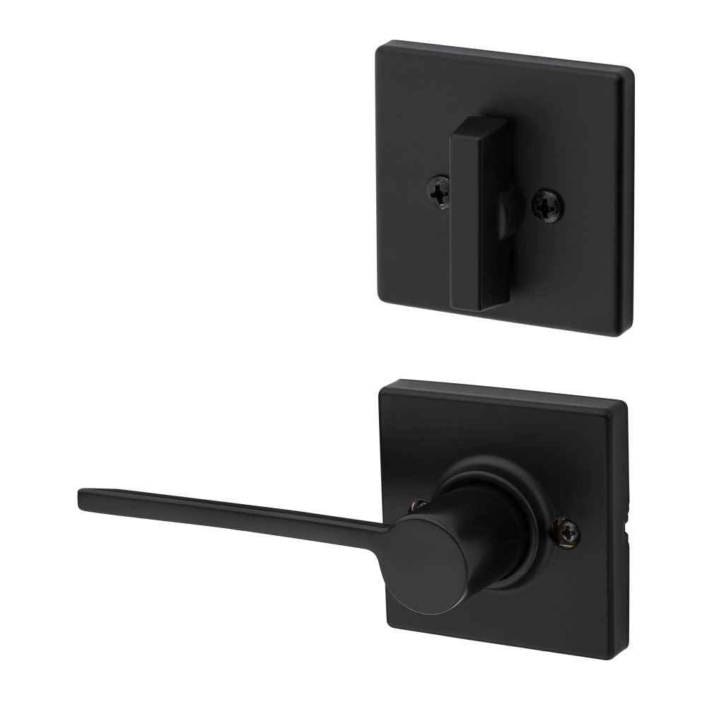 Kwikset Ladera Handleset Trim with Square Rose in Matte Black