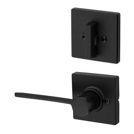 Kwikset Ladera Handleset Trim with Square Rose in Matte Black