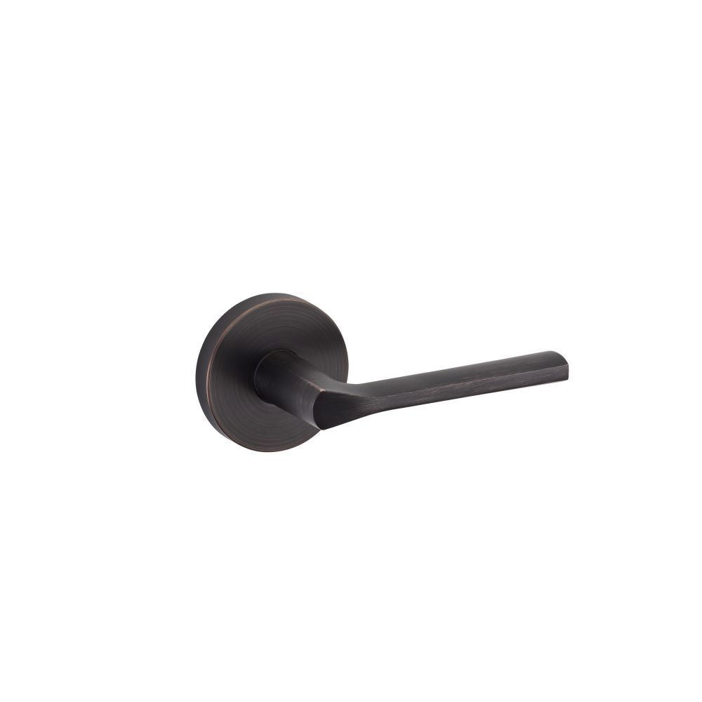 Kwikset Lisbon Handleset Trim with Round Rose in Venetian Bronze
