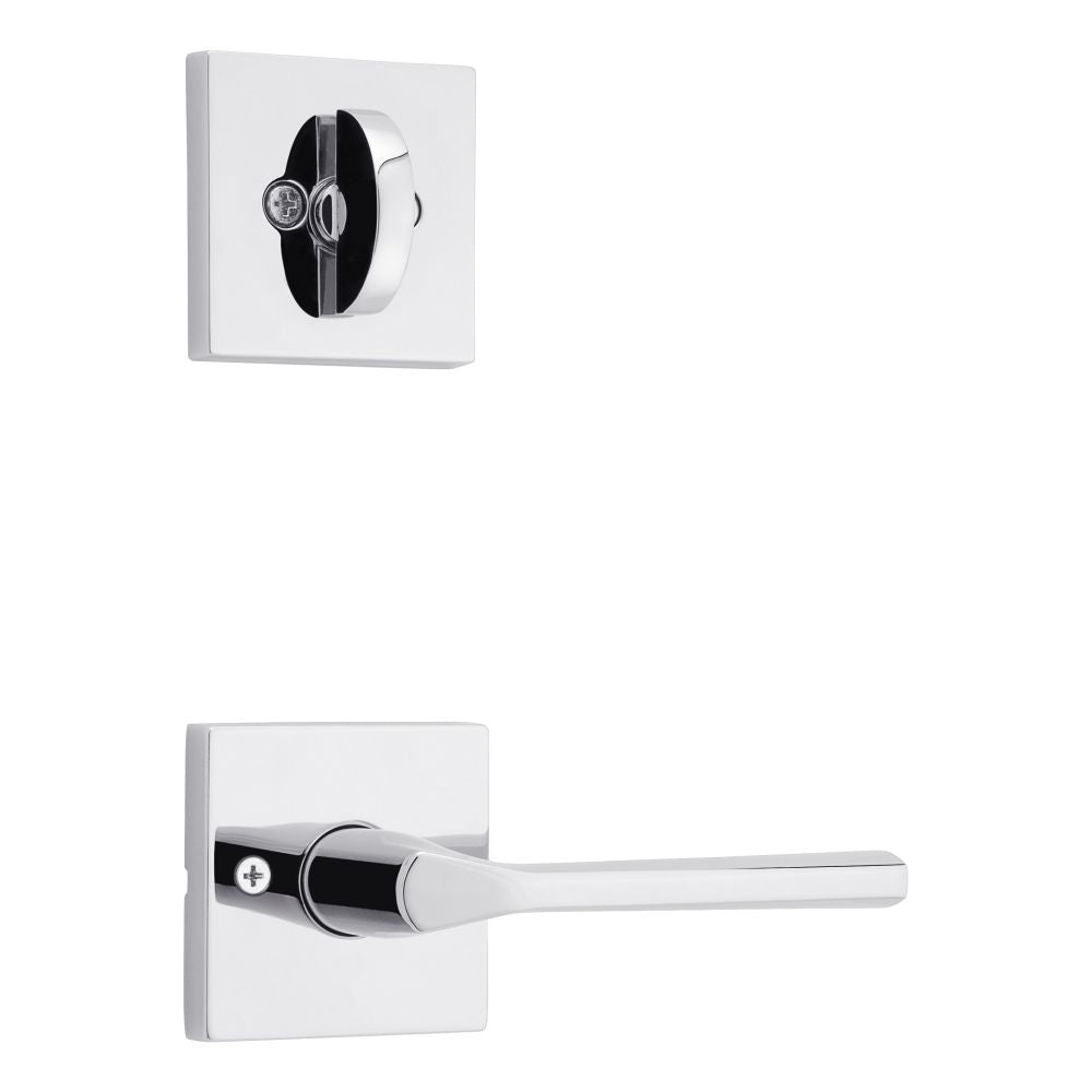 Kwikset Lisbon Handleset Trim with Square Rose in Bright Chrome