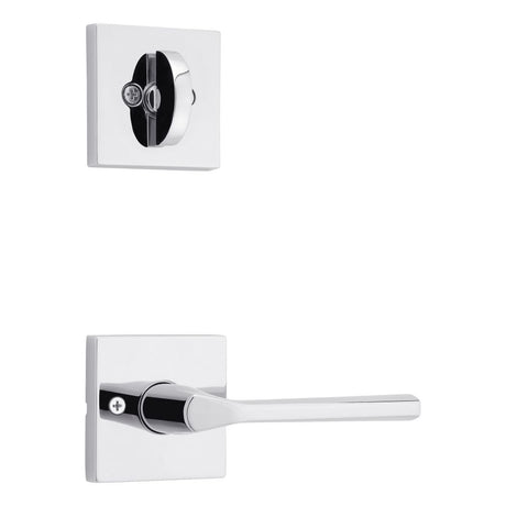 Kwikset Lisbon Handleset Trim with Square Rose in Bright Chrome
