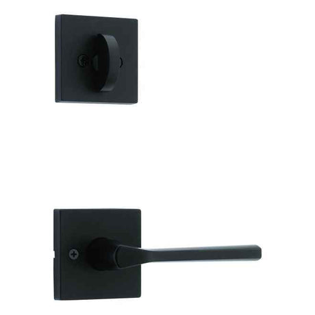 Kwikset Lisbon Handleset Trim with Square Rose in Matte Black