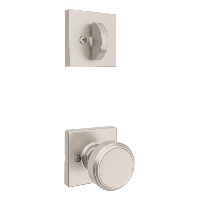 Kwikset Maven Handleset Trim with Square Rose in Satin Nickel