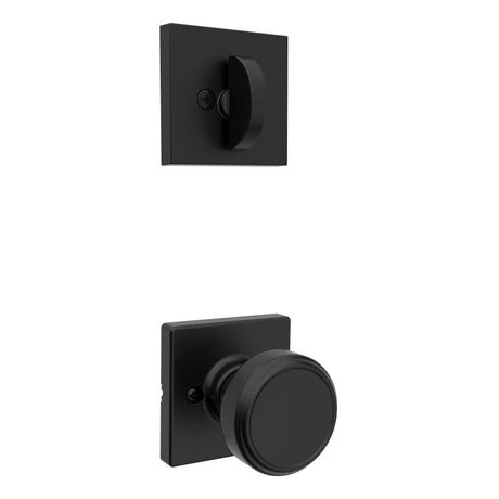 Kwikset Maven Handleset Trim with Square Rose in Matte Black