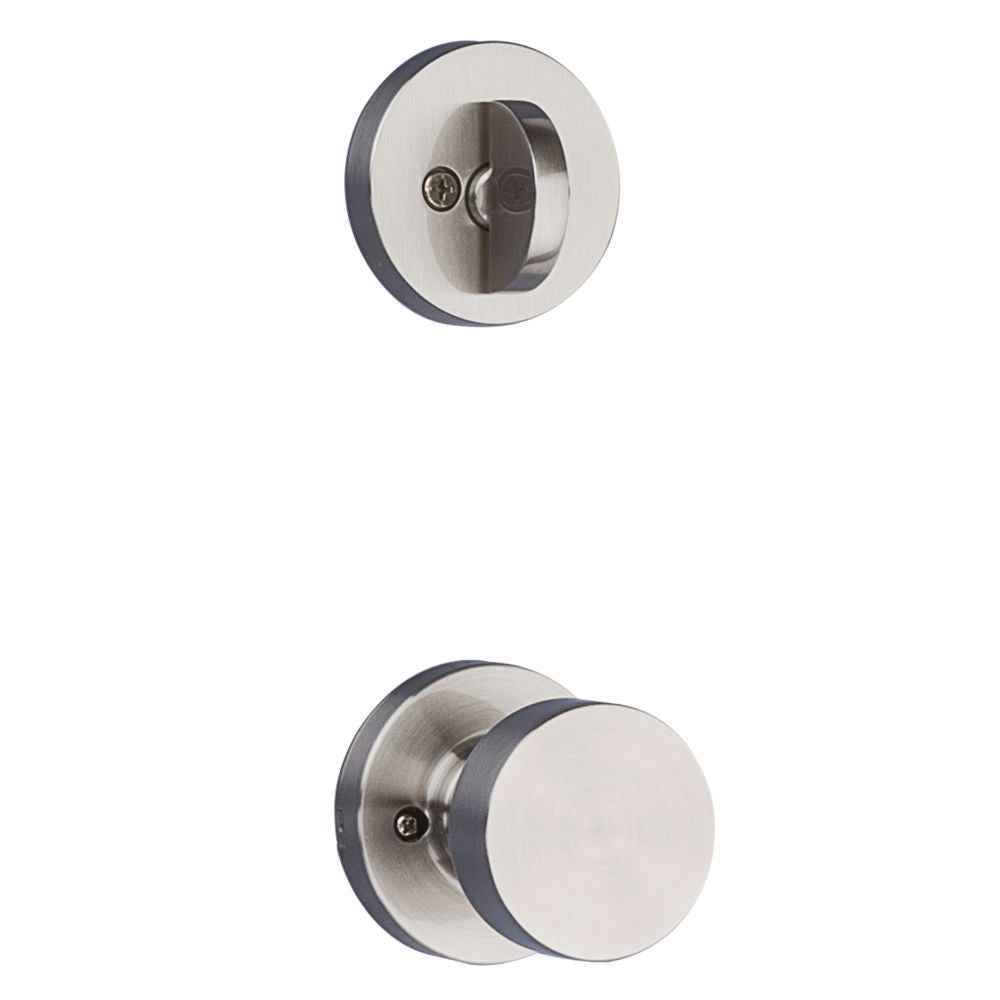 Kwikset Pismo Handleset Trim with Round Rose in Satin Nickel