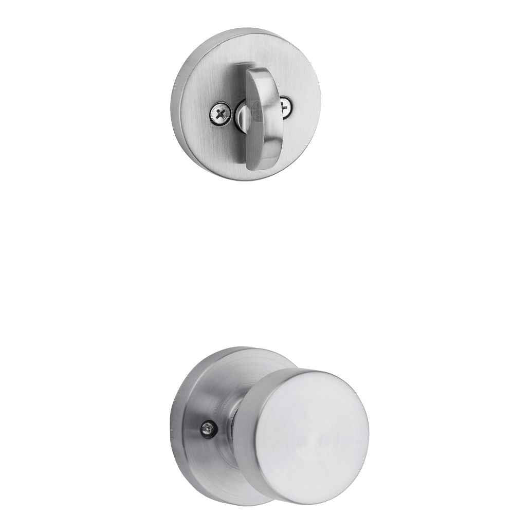 Kwikset Pismo Handleset Trim with Round Rose in Satin Chrome