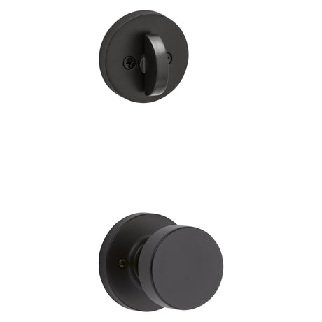 Kwikset Pismo Handleset Trim with Round Rose in Matte Black