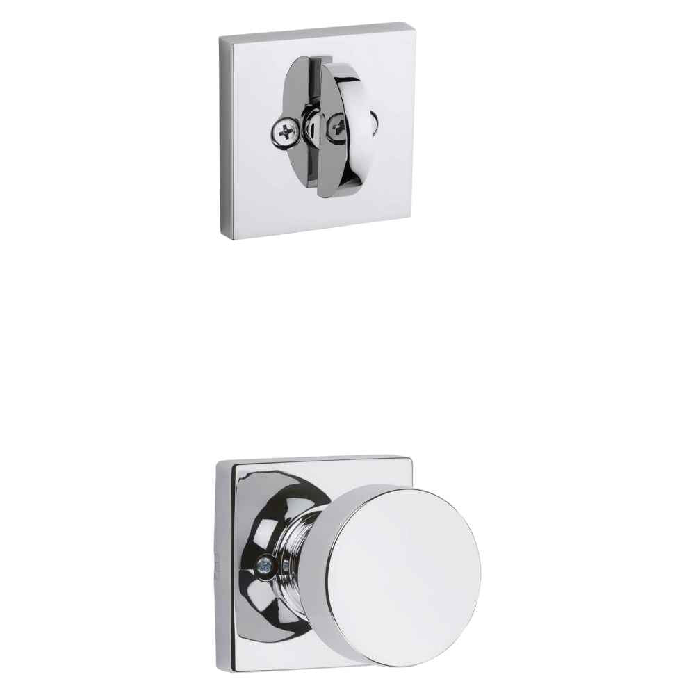 Kwikset Pismo Handleset Trim with Square Rose in Bright Chrome