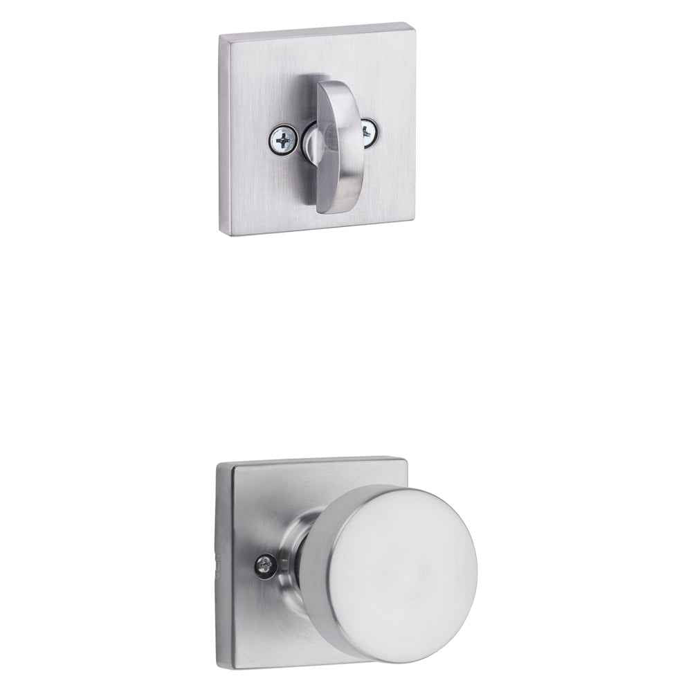 Kwikset Pismo Handleset Trim with Square Rose in Satin Chrome