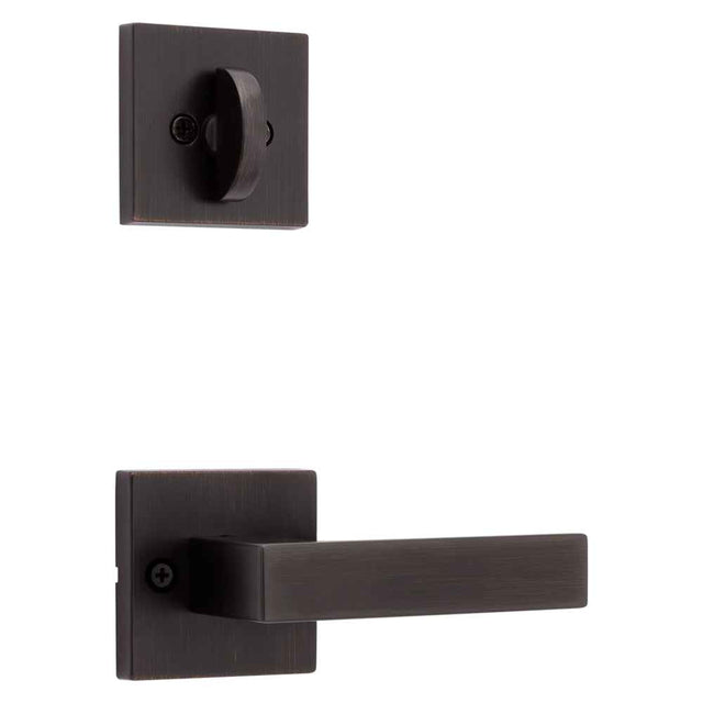 Kwikset Singapore Handleset Trim with Square Rose in Venetian Bronze