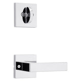 Kwikset Singapore Handleset Trim with Square Rose in Bright Chrome