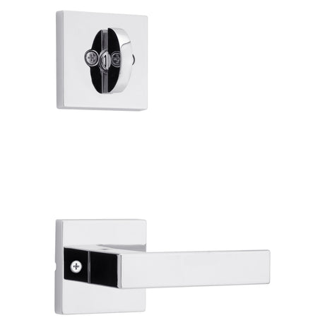 Kwikset Singapore Handleset Trim with Square Rose in Bright Chrome