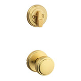 Kwikset Traditional Handleset Trim with Round Rose in Satin Brass