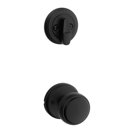 Kwikset Traditional Handleset Trim with Round Rose in Matte Black