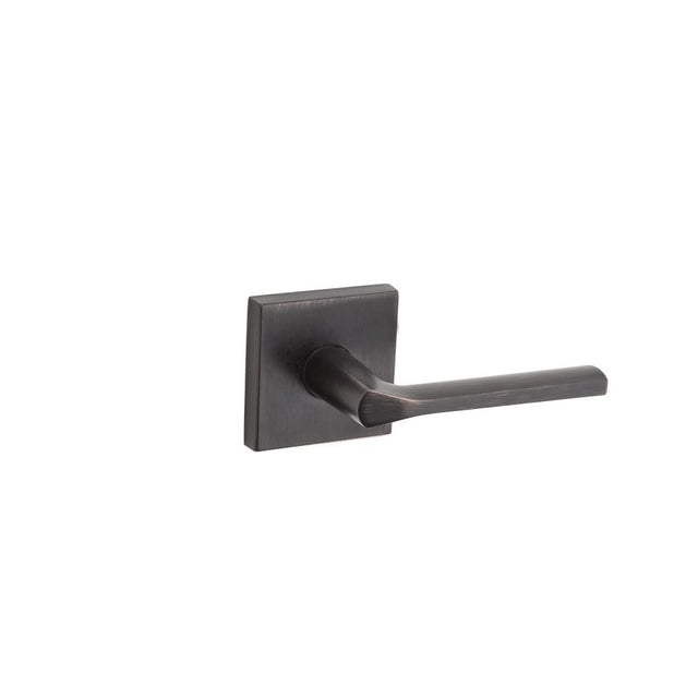 Kwikset Lisbon Handleset Trim with Square Rose in Venetian Bronze