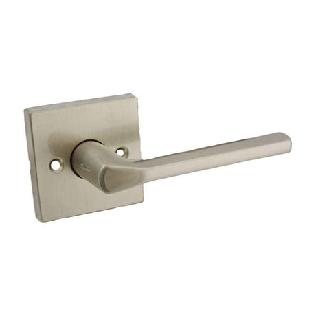 Kwikset Lisbon Handleset Trim with Square Rose in Satin Nickel
