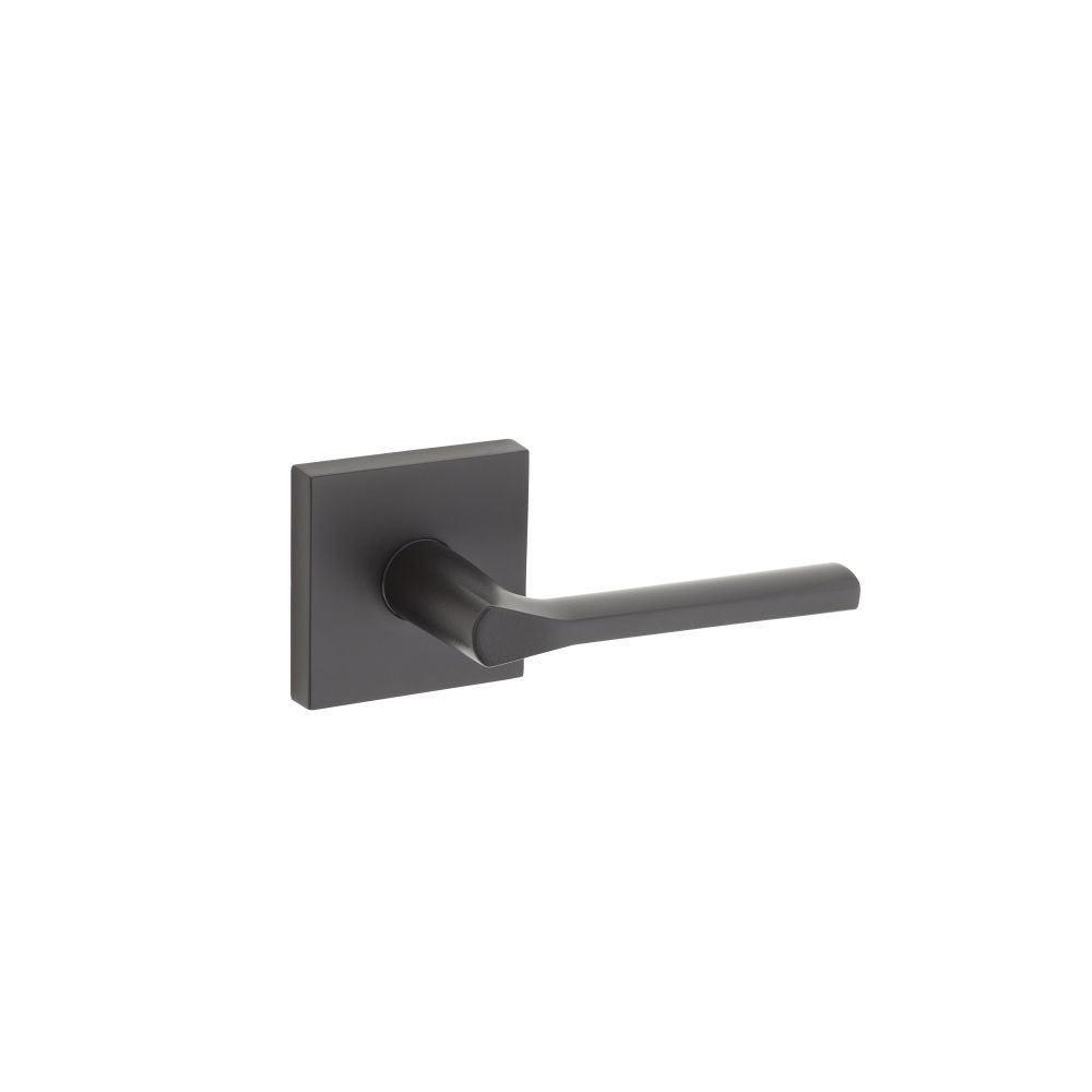Kwikset Lisbon Handleset Trim with Square Rose in Matte Black