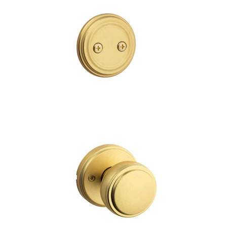 Kwikset Traditional Handleset Trim with Round Rose in Satin Brass