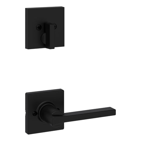 Kwikset Casey Handleset Trim with Square Rose in Matte Black