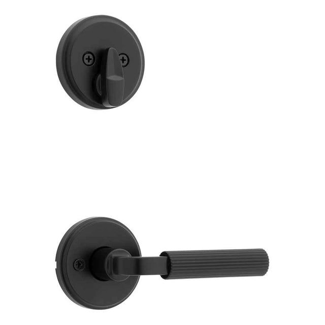 Kwikset Traditional Handleset Trim with Round Rose in Matte Black