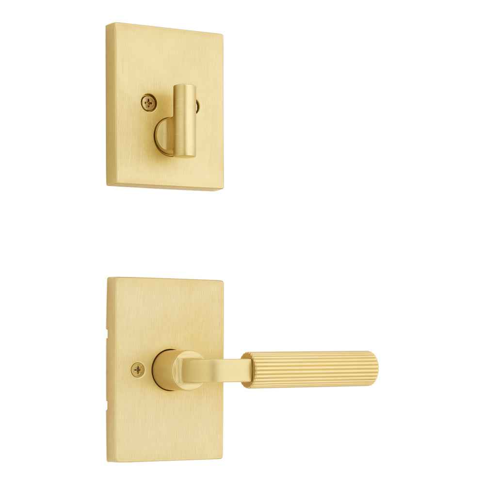 Kwikset Contemporary Handleset Trim in Satin Brass