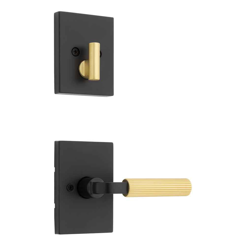 Kwikset Contemporary Handleset Trim in Matte Black by Satin Brass