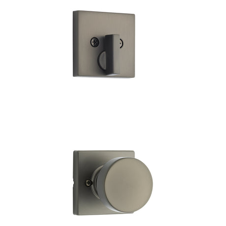 Kwikset Pismo Handleset Trim with Square Rose in Satin Nickel
