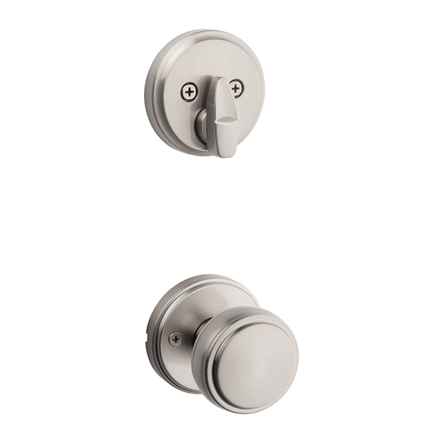 Kwikset Traditional Handleset Trim with Round Rose in Satin Nickel