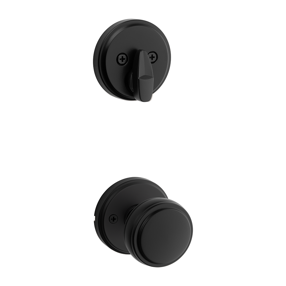 Kwikset Traditional Handleset Trim with Round Rose in Matte Black