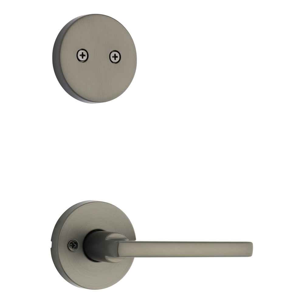 Kwikset Halifax Handleset Trim with Round Rose in Gunmetal