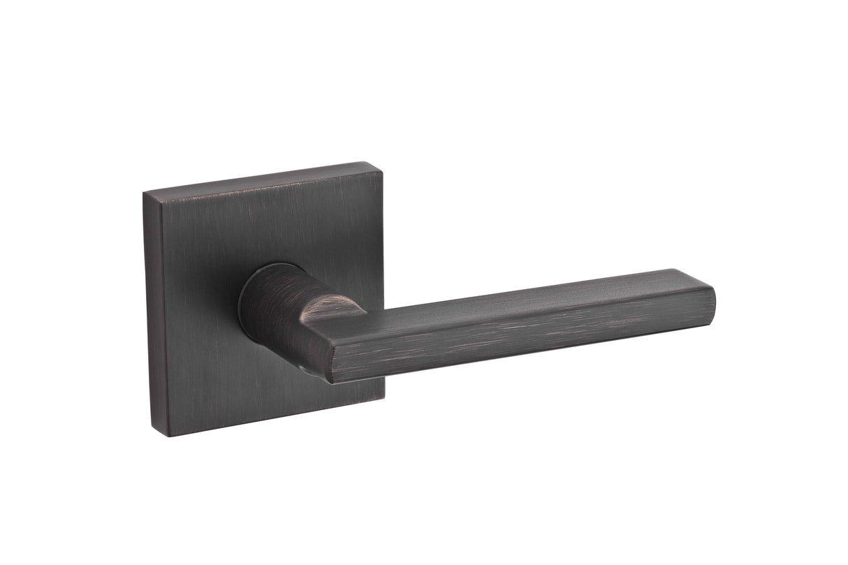 Kwikset Halifax Handleset Trim with Square Rose in Venetian Bronze