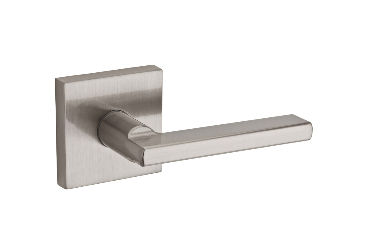 Kwikset Halifax Handleset Trim with Square Rose in Satin Nickel