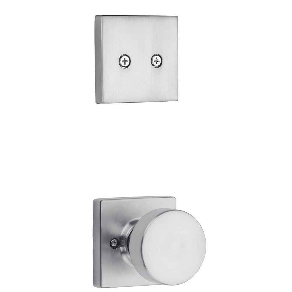 Kwikset Pismo Handleset Trim with Square Rose in Satin Chrome