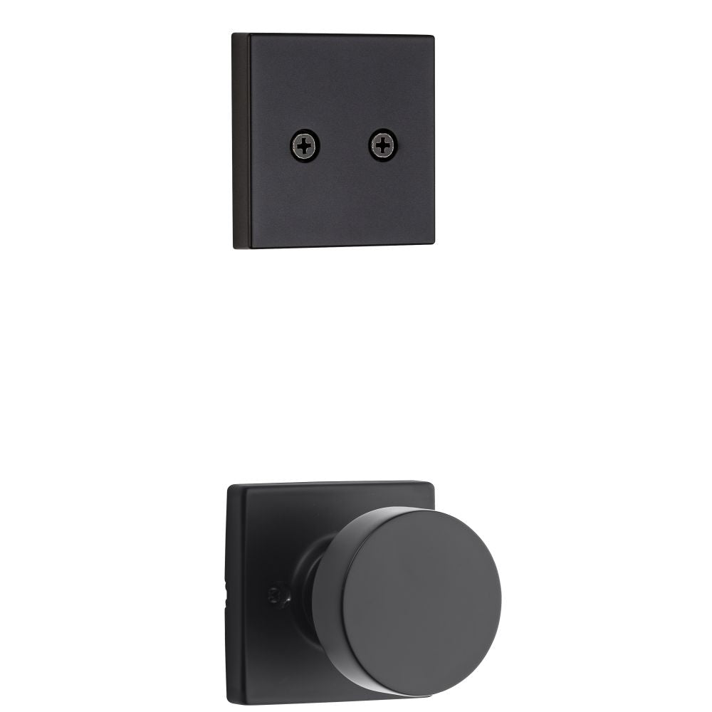 Kwikset Pismo Handleset Trim with Square Rose in Matte Black