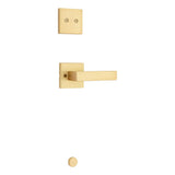 Kwikset Singapore Handleset Trim with Square Rose in Satin Brass