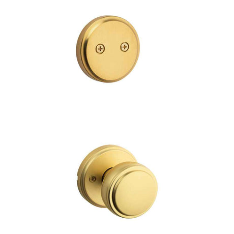 Kwikset Traditional Handleset Trim with Round Rose in Satin Brass