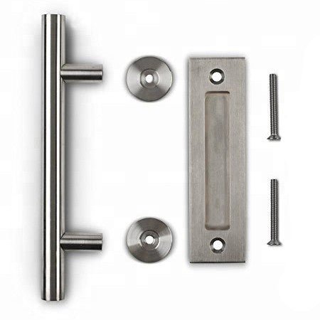 Orca Hardware barn door pull in satin stainless, additional view