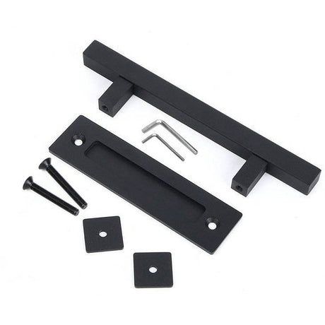 Orca Hardware AH-COMBOSQ-BL barn door pull in polished brass, additional view