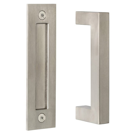 Sure-Loc Hardware Sure-Loc BARN-SQ4 32D Square 8" Barn Door Handle with Flush Handle Satin Stainless