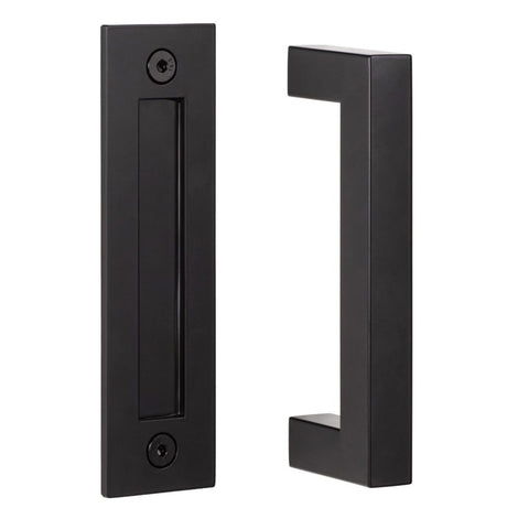 Sure-Loc Hardware Sure-Loc BARN-SQ4 FBL Square 8" Barn Door Handle with Flush Handle Flat Black