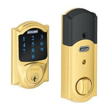Schlage BE469NXCAM605 polished brass touchscreen deadbolt