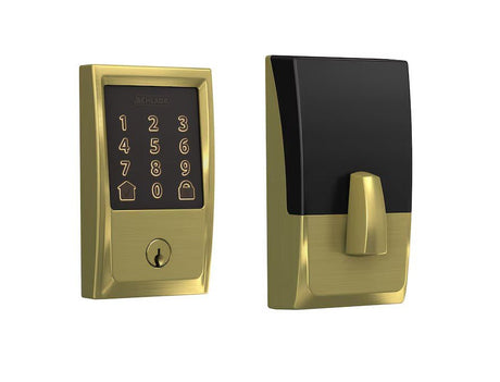 Schlage BE489WBCCEN608 satin brass touchscreen deadbolt