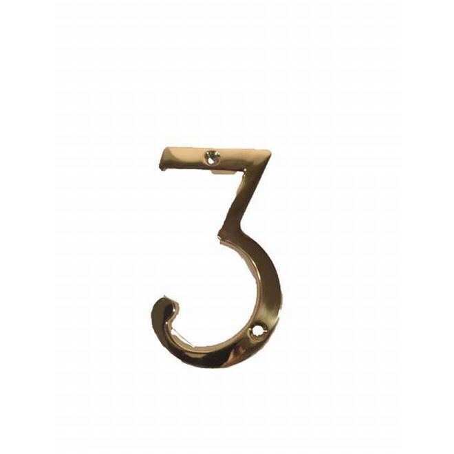 Don-Jo BN43605 #3 bright brass address number