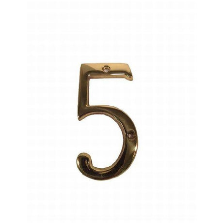Don-Jo BN45605 #5 bright brass address number